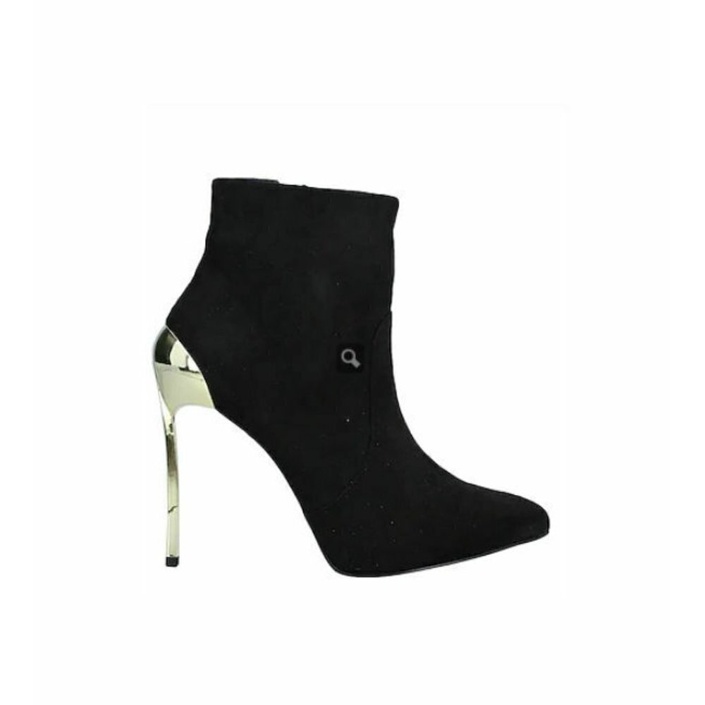 Black Privileged by J.C Dossier Stiletto Bootie Boot Metal Heel 10